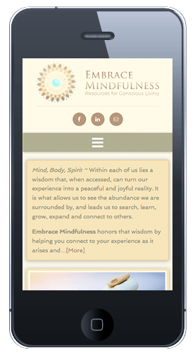 Embrace Mindfulness custom responsive website design mobile view - Spire Forge
