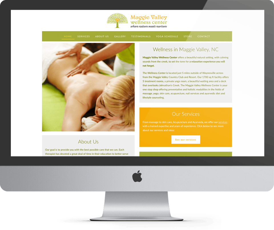 Maggie Valley Wellness custom website design desktop view - Spire Forge
