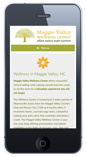 Maggie Valley Wellness custom responsive website design mobile view - Spire Forge