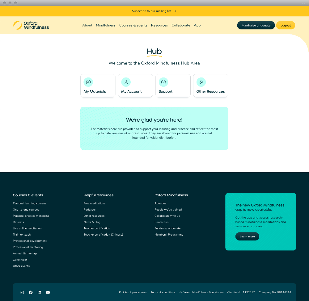 Oxford Mindfulness Foundation custom website content page design - Spire Forge