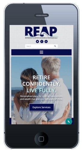 REAP custom responsive website design mobile view - Spire Forge