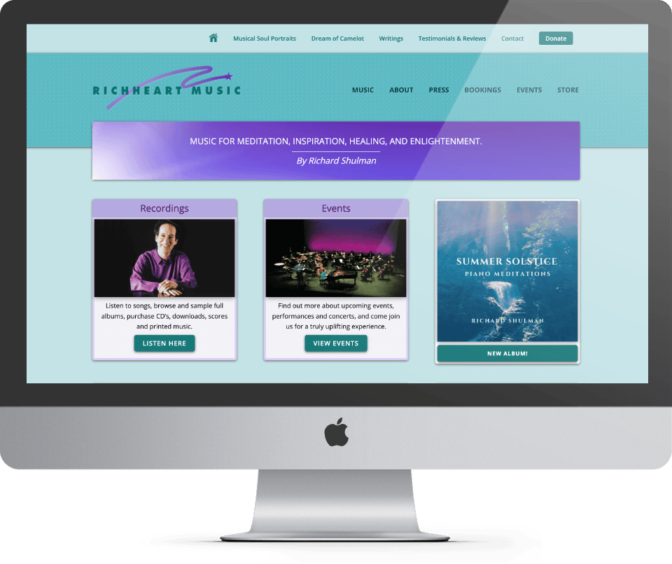 RichHeart Music custom website design desktop view - Spire Forge