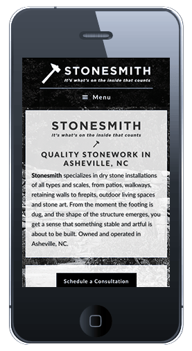 Stonesmith custom responsive website design mobile view - Spire Forge